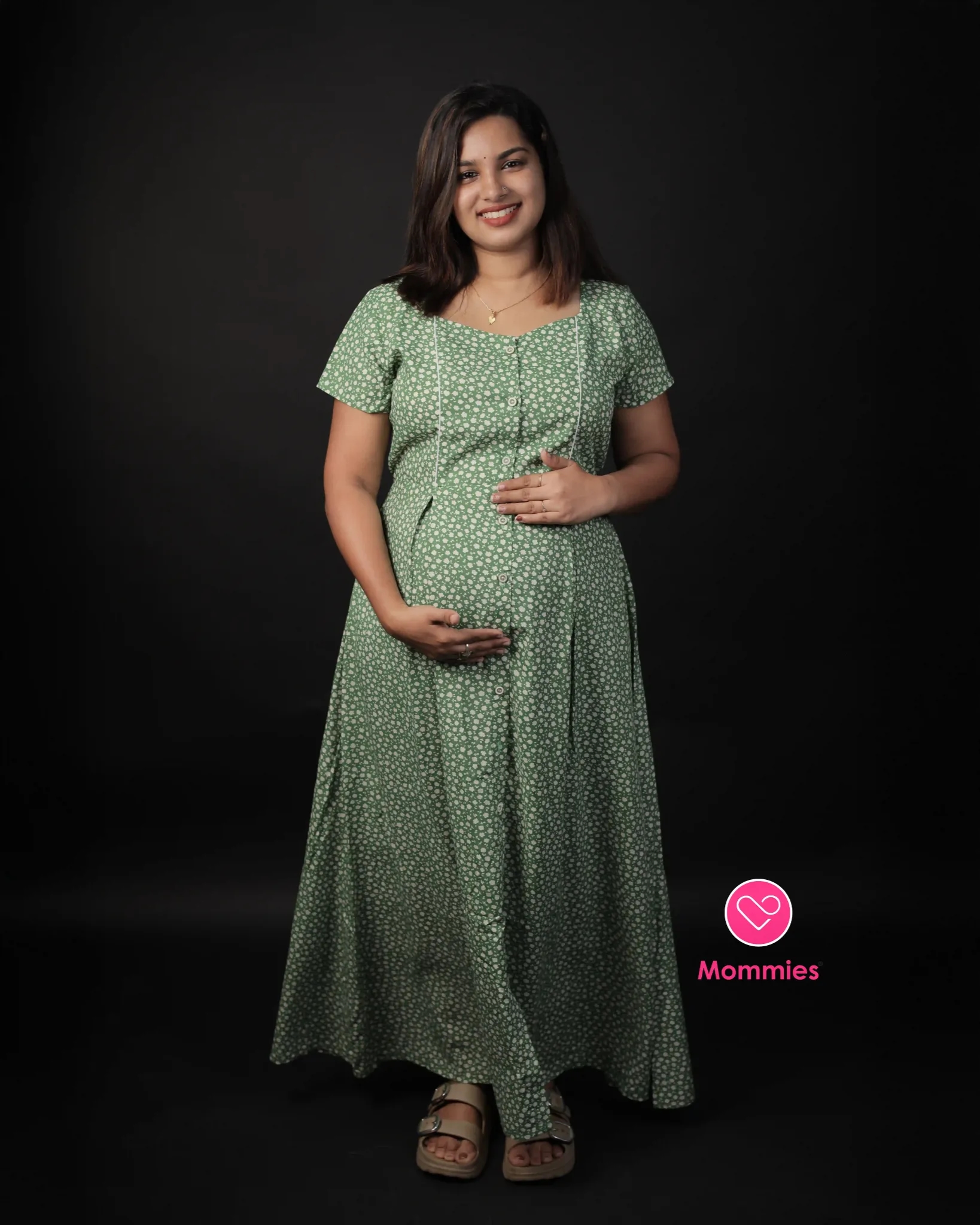 The Blossom" Full-Length Maternity & Feeding Maxi Dress (Sage Green Floral ):S The Blossom" Full-Length Maternity & Feeding Maxi Dress (Sage Green Floral ):S
